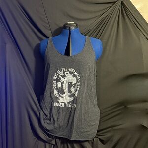 Women’s Charcoal Graphic Mermaid Tank Top - Scoop Neck Casual